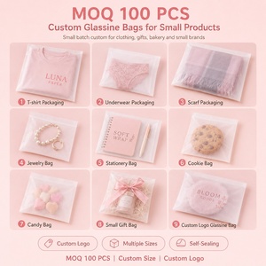 Bolsa <span class=keywords><strong>de</strong></span> <span class=keywords><strong>papel</strong></span> encerado <span class=keywords><strong>de</strong></span> cristal biodegradable transparente con autosellado semidesechable al por mayor, sobre en relieve para alimentos reciclables - Product Image 2