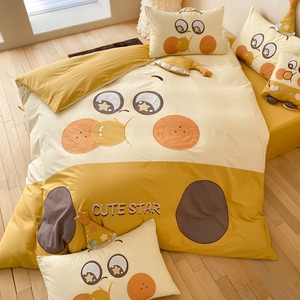 <b>Cute</b> Star Kids Bedding Set Cotton Reactive Printing Embroidered Four Seasons 40s Count For Children - Product Image 3