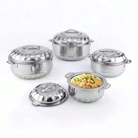 Ensemble de 4 casseroles isothermes à double paroi en acier inoxydable Lily, compatibles lave-vaisselle, légères, pour la maison et la restauration