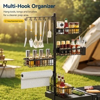Moderno Soporte Plegable Multiusos para Barbacoa al Aire Libre, Estructura Metálica Resistente, Plegable e Impermeable, Organizador de Parrilla de Alta Resistencia