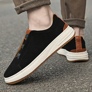 Chaussures décontractées de luxe pour hommes, <span class=keywords><strong>baskets</strong></span> à triple couture, coupe basse, dessus en daim, doublure en cuir véritable, souples, respirantes, à enfiler - Product Image 3