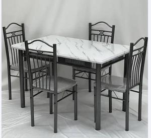 Hotsale Tốt Nhất Người Bán Nâu Bằng Gỗ Kim Loại Hiện Đại Hình Chữ Nhật 5 Mảnh Phòng Ăn Bàn Ghế Bộ - Product Image 6