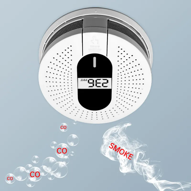 Smoke and Co Combined Detectors Alarm Smoke and Carbon Monoxide Detector With LCD Display