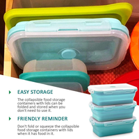 Conteneur alimentaire pliable en silicone 800 ml, boîte à lunch réutilisable pour la préparation des repas, compatible micro-ondes, congélateur et lave-vaisselle