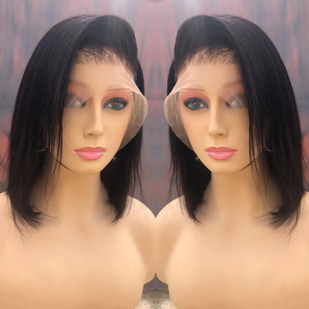 Cheap Short Bob Wigs Human Hair Lace Front Brazilian Virgin HD Lace Frontal Wig Straight Short Bob Wig For Black Women Vendors