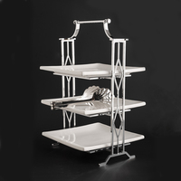 Support à gâteaux créatif en acier inoxydable à trois niveaux, présentoir de table de dessert pour buffet, support à pâtisseries et snacks pour le thé de l'après-midi