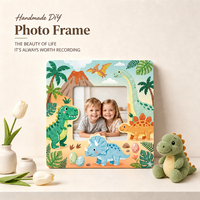 Kit d'artisanat dinosaure fait main, ensemble de décoration de cadre photo pour enfants, loisirs créatifs, gemmes, garçons de 4 à 8 ans, fête dinosaure, fabricant en gros