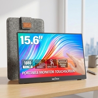 Monitor Layar Sentuh Portabel dengan Sarung Pelindung dan Penyangga Terintegrasi, Monitor Perjalanan USB C 1200:1 untuk Laptop, PC, Ponsel