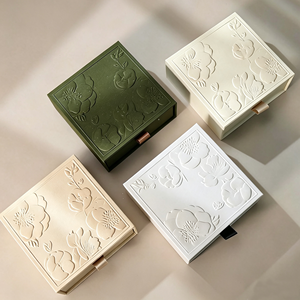 Luxury Emboss Floral Drawer Jewelry Box Custom Logo Paper Gift Box <b>Ring</b> Earring Necklace Jewellery Packaging Cardboard Boxes - Product Image 1