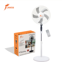 Vente en gros de ventilateurs sur pied à télécommande de 16 pouces avec écran LED, ventilateur sur pied à 5 pales haute vitesse pour la maison, prix d'usine