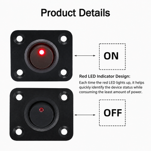 Painel de Interruptores Gangue de 6 Teclas com Luz LED Azul 24V IP65 em Liga de Alumínio com Conexão Rápida para Barcos, Carros e Caminhões 2P Liga/Desliga - Product Image 6