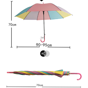 Lote de 10 Paraguas Rectos Coloridos de 8 Varillas y 105 cm, Apertura Manual, Protección Solar y contra la Lluvia, Diseño Moderno para Viajes - Product Image 2