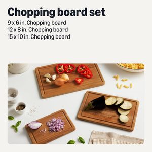 Juego de 3 tablas de cortar de madera de acacia con ranuras para jugos y asas integradas, aptas para carne, <span class=keywords><strong>queso</strong></span> y frutas - Product Image 5