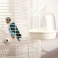 Baignoire transparente en plastique léger anti-éclaboussures pour oiseaux, boîte de bain pour perroquets, bol de lavage pour animaux de compagnie à fixer sur la cage