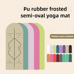 Hình dạng viên nang nonslip đầy đủ tùy chỉnh màu rắn logo in Vegan mờ cao su hình bầu dục đường cong màu be PU Yoga <span class=keywords><strong>Mat</strong></span> 5mm - Product Image 2