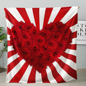 Manta polar gruesa cálida de tela de terciopelo Coral con diseño de rosas de San Valentín con impresión Digital 3D - Product Image 1