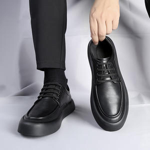 Zapatos de Microfibra con Suela Suave para Hombre, Transpirables, que Aumentan la Estatura, Estilo Coreano, Color Negro Sólido, Casuales, Versátiles, Estilo Británico - Product Image 2