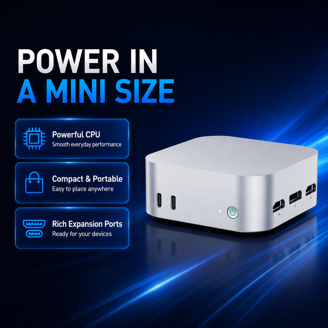 Portable CPU Mini PC Compact Project Deployment Computer Rich Expansion Ports for Flexible Remote Team Workstation Setup