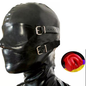 Fetiche para adultos, juego de rol, Juguetes sexuales, <span class=keywords><strong>m</strong></span>áscara de látex para la cabeza, <span class=keywords><strong>m</strong></span>áscara para ojos/<span class=keywords><strong>boca</strong></span>, tubo nasal, funda para dientes, arnés BDSM/juego de Bondage - Product Image 4
