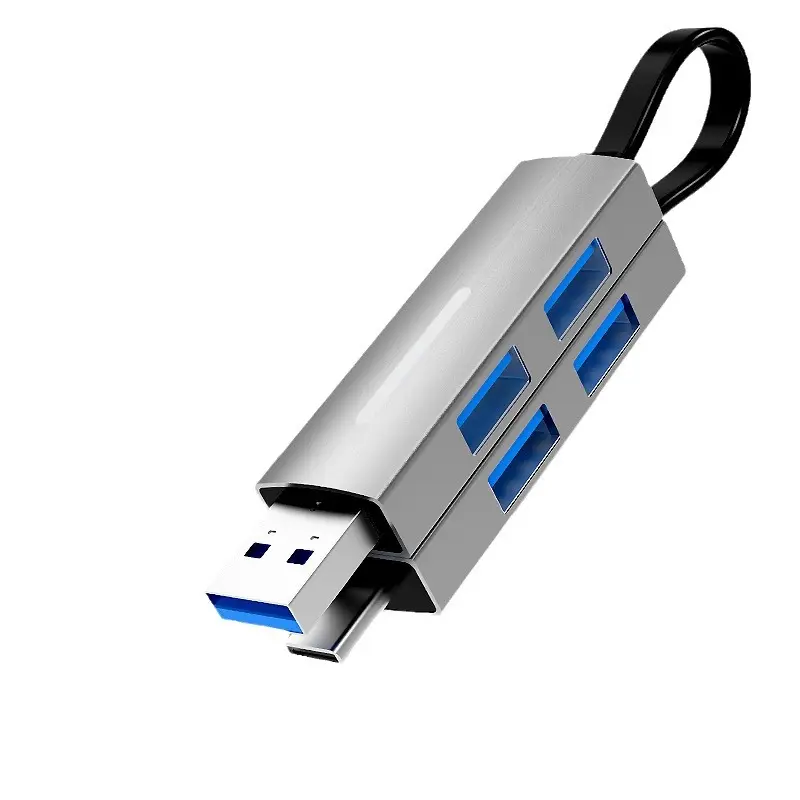 อลูมิเนียมอัลลอยด์แบบพกพาขนาดเล็ก type-c/USB3.0+2.0 ตัวขยายขั้วต่อคู่ USB HUB