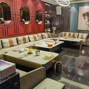 Conjunto de Sofá y Mesa de Centro de Cuero Genuino Personalizado para Bar, Cafetería, Sala de Karaoke, Cine, Cabina, Sala Privada de KTV de Lujo - Product Image 6