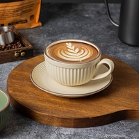 Tasse à café en céramique de luxe ABF, style européen bohème, couleur unie, pour latte art, 280 ml