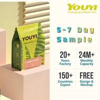 YOUYI Sachet de café personnalisé à fond plat, noir mat, avec valve de dégazage, fermeture éclair refermable et fenêtre transparente haute pour une protection contre la lumière
