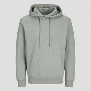 <b>Men's</b> Solid <b>Grey</b> Hooded Pullover Sweatshirt Casual Long Sleeve Knitted <b>Hoodie</b> With Pocket - Product Image 1