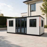 Casa Modular Plegable Blanca Portátil con Puertas de Vidrio para Uso Residencial Moderno