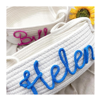 Paniers en corde de coton personnalisés avec nom de bébé Vente en gros Paniers de rangement en corde 100% coton Naturel Fabriqué au Viet Nam