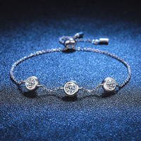 Bracelet Lixin S925 en argent sterling pour femme, élégant, perlé, plaqué rhodium, classique, avec moissanite couleur D 90 points, serti griffe
