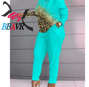 Knit Loose 3D Print Long Sleeve <b>Women's</b> Casual Long Sets T-Shirt <b>Trousers</b> Sets <b>Women</b> Spring Autumn - Product Image 2