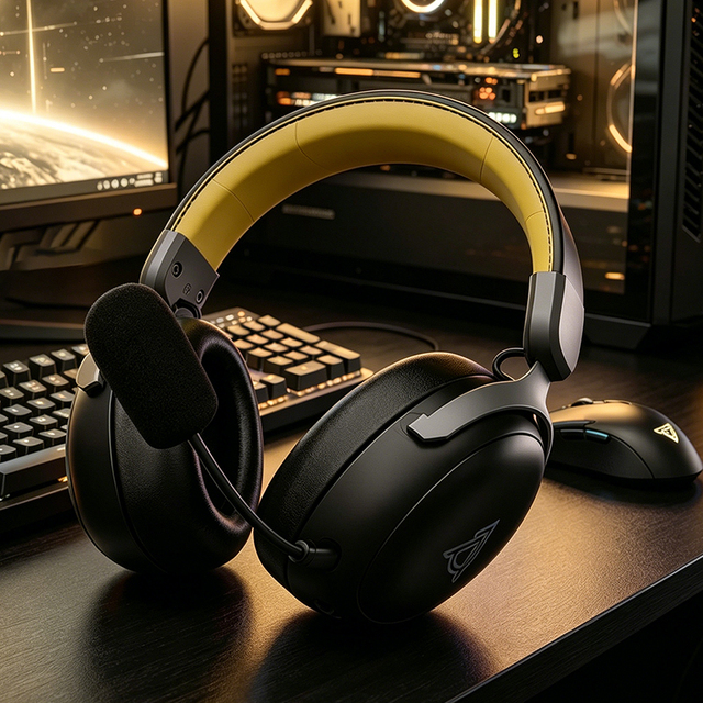 AJAZZ Black Knight AHM08 MAX Three-mode Dynamic Gaming Headset Active Noise Cancellation (ANC) Low Latency Type-C Charging PS4