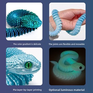 Figura de Serpiente Víbora Luminosa Impresa en 3D con Articulaciones Móviles, Brilla en la Oscuridad, Modelo Animal, Decoración para el Hogar, Adorno - Product Image 4