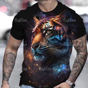 Fitspi 3D Tiger Print T-shirt Animal Men's Shirts Verano de manga corta Hombre <span class=keywords><strong>Pullover</strong></span> Oversized Tops Tees Hombres Ropa - Product Image 4