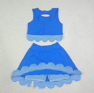 Conjuntos de Yoga de Verano sin Mangas para Niñas, Top de Tirantes con Lazos y Falda, Ropa de Yoga para Niñas - Product Image 3