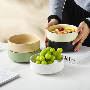 Tazones de Cerámica Estilo Nórdico, Apilables, Redondos, Individuales, para Hogar, Hotel, Ensaladas, Fideos, Comidas, Diseño de Color Sólido - Product Image 1