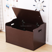 Espresso Classic Austin - Banco de almacenamiento de madera con tapa con bisagras de seguridad, caja organizadora de juguetes de gran capacidad para niños