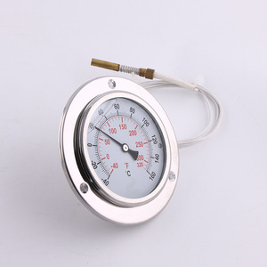 Tige de mesure de température industrielle en acier inoxydable 100 mm, tube capillaire axial tout acier avec bride et surface en verre - Product Image 4