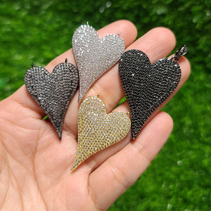 CZ8505ใหญ่18K ทอง CZ ไมโครปูเครื่องประดับ Supplies18k ทอง CZ ปูจัมโบ้ยาวเฉียงรักจี้เสน่ห์หัวใจ - Product Image 5