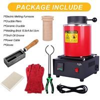 1100 ℃   Fourneau de fusion électrique numérique pour métaux précieux avec creuset de 3 kg et moule à lingots de 7 pouces pour la fabrication de bijoux