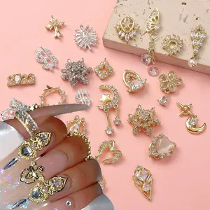Garland Bowknot Pearl Zircon Nail Art Charms Rhinestone Christmas Wreath Design Crystals Jewelry Nail Art Decoration