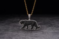 Hiphop nouveauté solide 925 argent glacé diamants panthère noire personnalisé Moissanite pendentif pour hommes