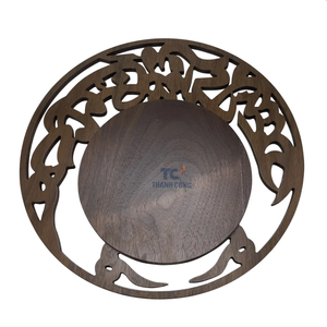 Vente d'usine Ramadan Eid cadeau rond en bois d'acacia vadrouille incrustation chocolat plateau de service nacre incrustation Dessert plateau de service - Product Image 6