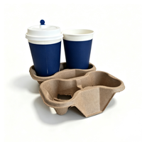 Plateau de service à café écologique naturel 4 tasses, non amovible, pour porte-gobelets en vrac