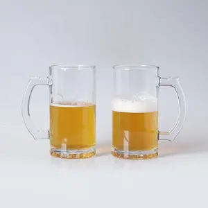 हैंडल के साथ सबसे लोकप्रिय उच्च गुणवत्ता वाला 16oz 500ml पारदर्शी खाली ग्लास बियर मग