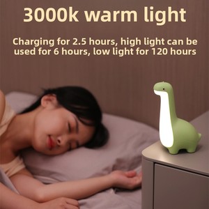 Luce Notturna LED a Forma di Giraffa o Dinosauro, Ricaricabile USB, Controllo Touch, Luminosità Regolabile, Luce <span class=keywords><strong>Gialla</strong></span>/Verde/Blu - Product Image 2