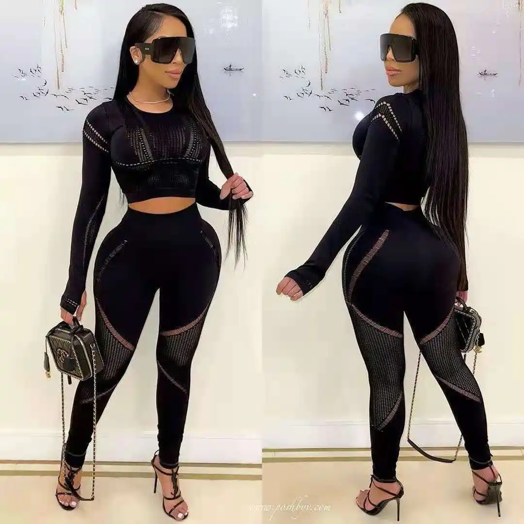 New Fall Winter Women's Printed Thumb Buckle Tracksuit Fitness Two Piece Pants Set for Women