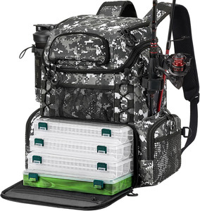 Sac à dos de sport gris personnalisé multifonctionnel pour la pêche en plein air, avec rangement pour leurres et moulinets – Échantillon gratuit - Product Image 1