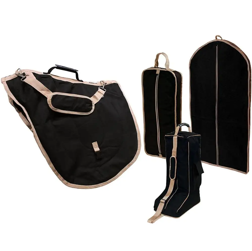 Shemax Cavallo Equestre Inglese Sella Briglia Stivali Indumento Carry Borse Set 4 Articoli